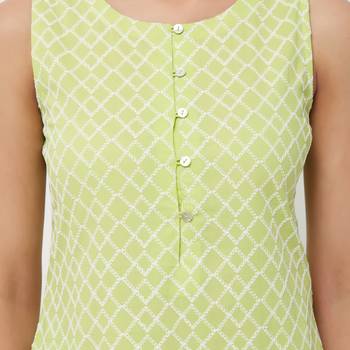 Lime embroidered cotton kurti 5