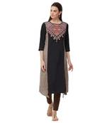 Black printed polyester kurti