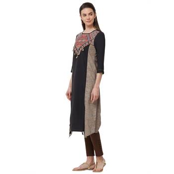 Black printed polyester kurti 2