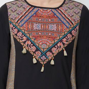 Black printed polyester kurti 5