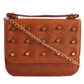 Women Casual Tan leatherette Sling Bag 1