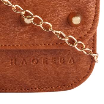 Women Casual Tan leatherette Sling Bag 5