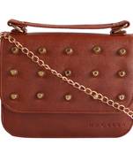 Women Casual Brown leatherette Sling Bag