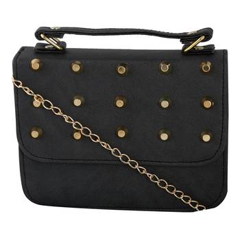 Women Casual Black leatherette Sling Bag 1