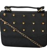 Women Casual Black leatherette Sling Bag