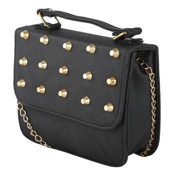 Women Casual Black leatherette Sling Bag 2