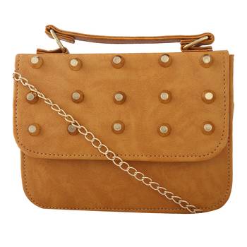 Women Casual Tan leatherette Sling Bag 1