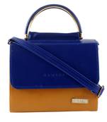 Royal Blue and Brown Leatherette Sling bag for Women