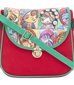 Haqeeba Casual Women Red Multi Face Printed Sling Bag