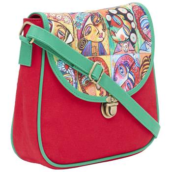 Haqeeba Casual Women Red Multi Face Printed Sling Bag 2