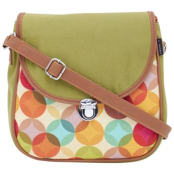 Haqeeba Casual Women Green Circled Printed Sling Bag 1