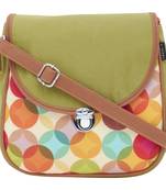 Haqeeba Casual Women Green Circled Printed Sling Bag