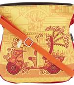 Haqeeba Casual Women Orange Ethnic Printed Sling Bag