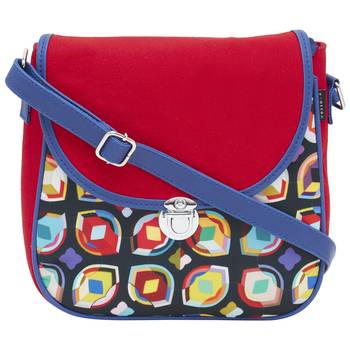 Haqeeba Casual Women Red Geometric Printed Sling Bag 1