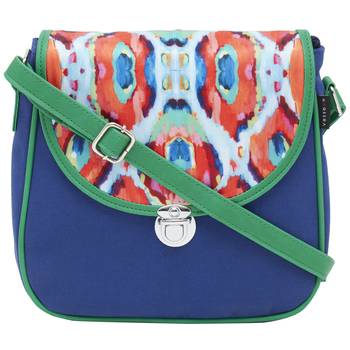 Haqeeba Casual Women Blue, Printed Canvas Sling bag 1