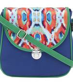 Haqeeba Casual Women Blue, Printed Canvas Sling bag