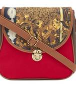 Haqeeba Casual Women Red, Multicolored Printed Canvas Sling bag
