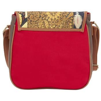Haqeeba Casual Women Red, Multicolored Printed Canvas Sling bag 3