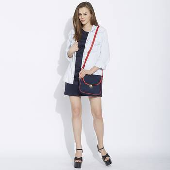 Haqeeba Casual Women Blue Denim Sling Bag 5