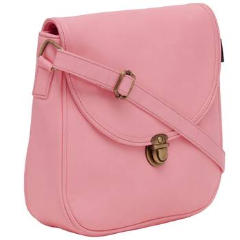 Haqeeba Casual Women Leatherette Pink Sling Bag 2