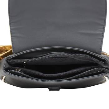 Haqeeba Casual Women Leatherette Black & Gold Sling Bag 4