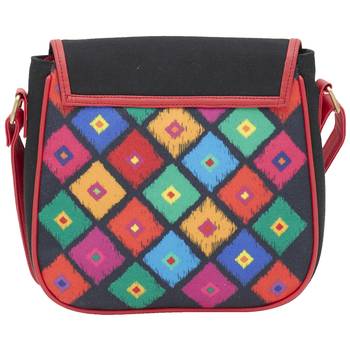 Haqeeba Casual Women Black Diamond Print Multicolored Canvas Sling Bag 3