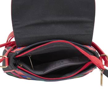 Haqeeba Casual Women Black Diamond Print Multicolored Canvas Sling Bag 4