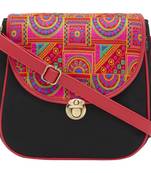 Haqeeba Casual Black, Multicolor Jacquard/Canvas Sling Bag