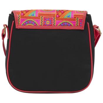 Haqeeba Casual Black, Multicolor Jacquard/Canvas Sling Bag 3