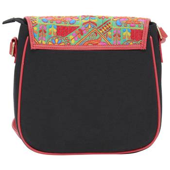 Haqeeba Casual Black, Multicolor Jacquard/Canvas Sling Bag 3