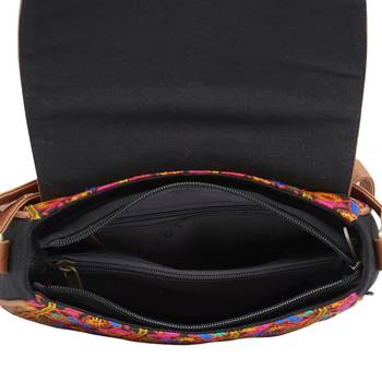 Haqeeba Casual Black, Multicolor Jacquard/Canvas Sling Bag 4