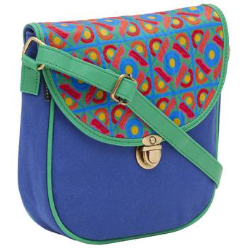 Haqeeba Casual Blue, Multicolor Jacquard/Canvas Sling Bag 2