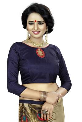 Golden printed malgudi art silk saree with blouse 4
