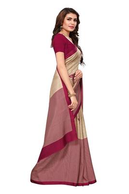 Maroon printed malgudi art silk saree with blouse 3