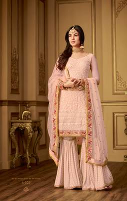 Pink embroidered net salwar 1