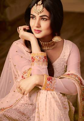 Pink embroidered net salwar 2