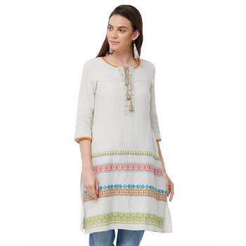 Grey embroidered viscose long tops 1