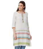 Grey embroidered viscose long tops