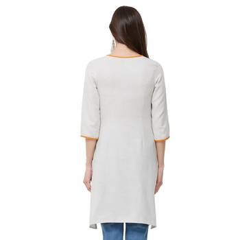 Grey embroidered viscose long tops 3