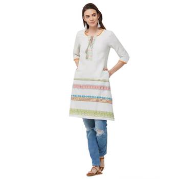 Grey embroidered viscose long tops 4