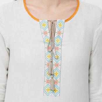 Grey embroidered viscose long tops 5