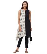 Off white printed cotton long tops