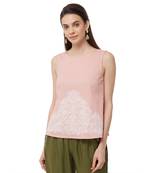 Pink  embroidered cotton long tops