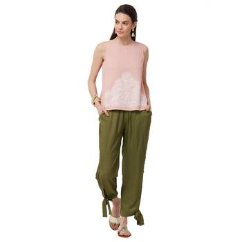 Pink  embroidered cotton long tops 4
