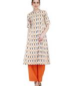 Orange printed cotton kurti