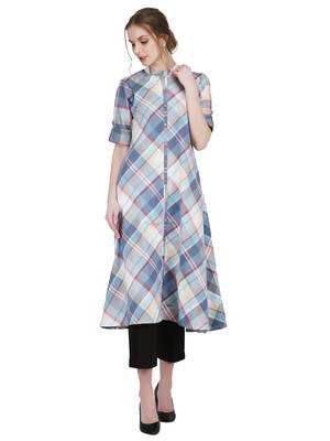 Grey printed cotton kurti 1