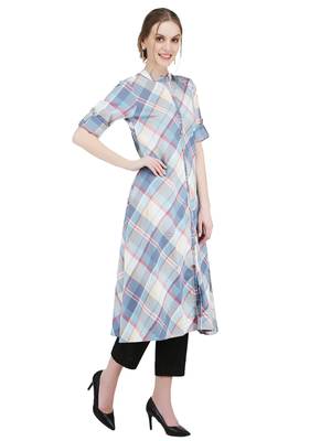 Grey printed cotton kurti 2
