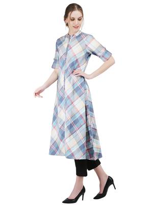 Grey printed cotton kurti 3