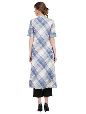 Grey printed cotton kurti 4