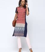 Red printed crepe kurti